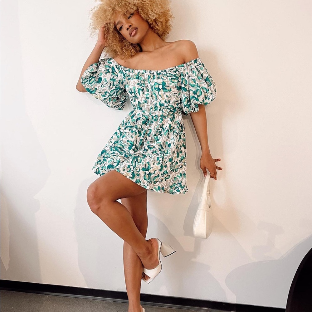 HALTON MINI DRESS GREEN FLORAL
